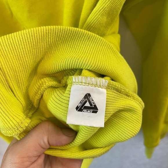Palace Logo Slub Crew Neck Long Sleeve Pullover Sweatshirt Lime Green Small - Picture 11 of 12